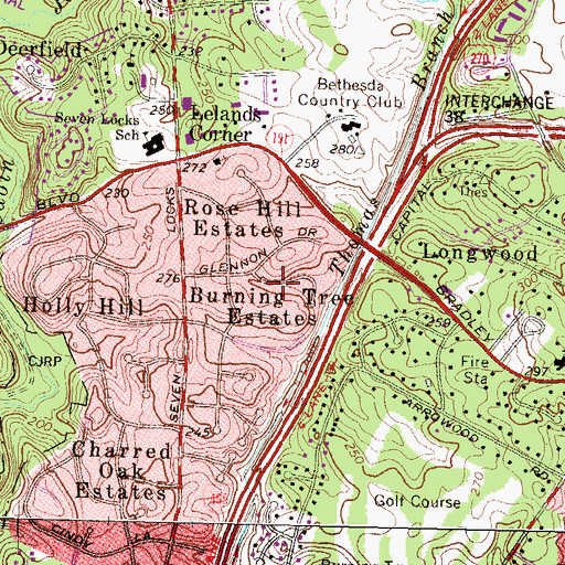 Topographic Map of Burning Tree Estates, MD
