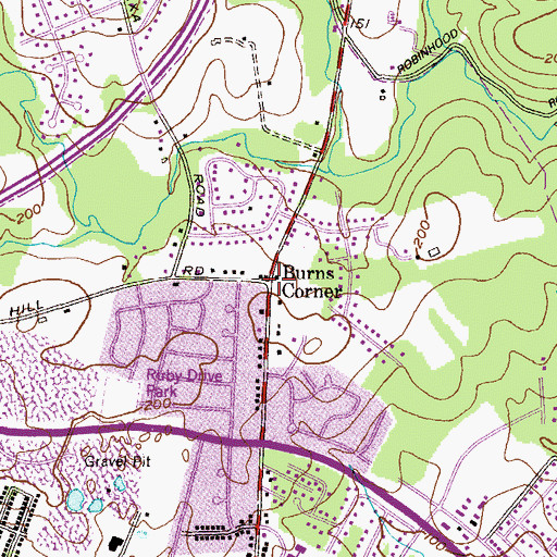 Topographic Map of Burns Corner, MD