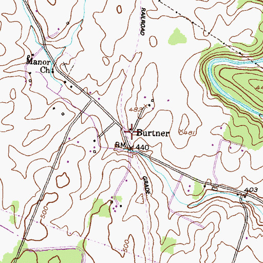 Topographic Map of Burtner, MD