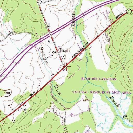 Topographic Map of Bush, MD