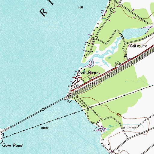 Topographic Map of Bush River, MD