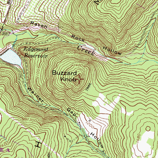 Topographic Map of Buzzard Knob, MD