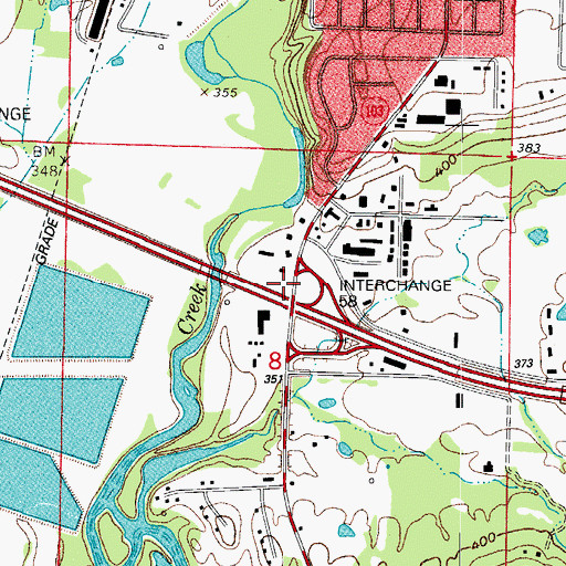 Topographic Map of Interchange 58, AR