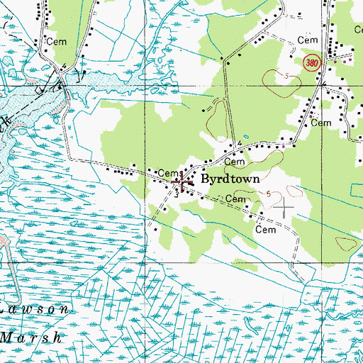 Topographic Map of Byrdtown, MD