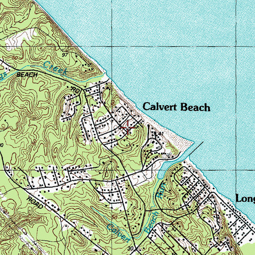 Topographic Map of Calvert Beach, MD