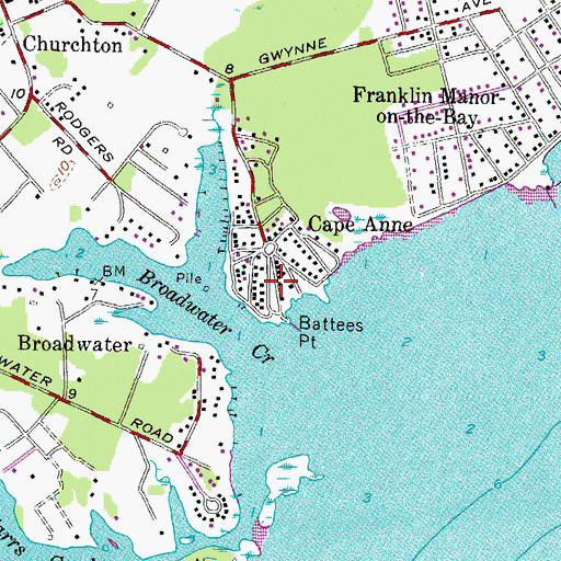 Topographic Map of Cape Anne, MD