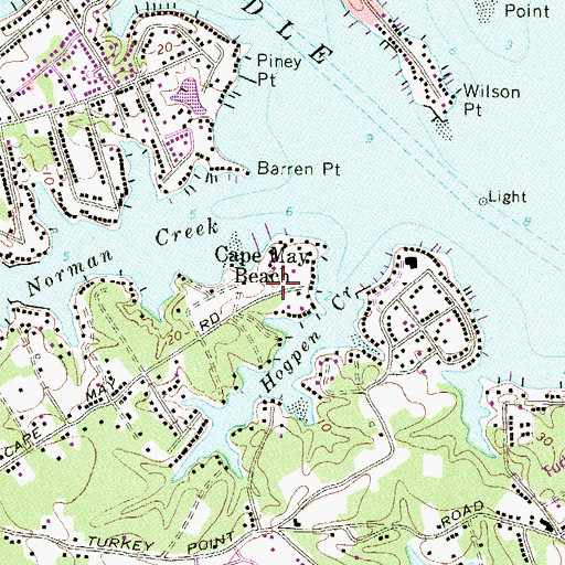 Topographic Map of Cape May Beach, MD