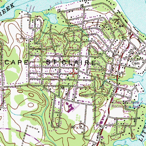 Topographic Map of Cape Saint Claire, MD