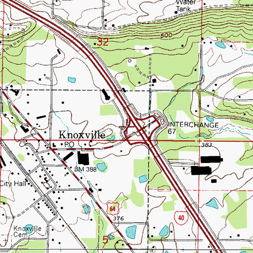Topographic Map of Interchange 67, AR