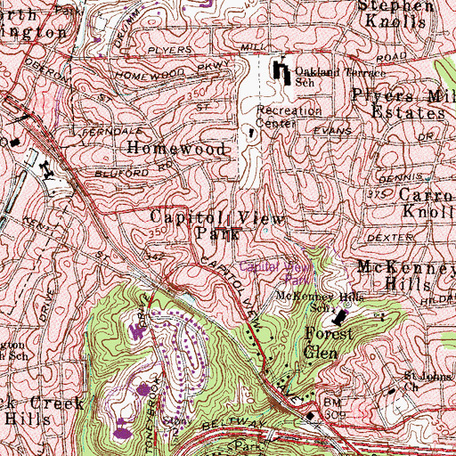 Topographic Map of Capitol View Park, MD