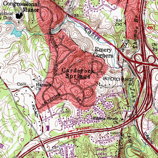Topographic Map of Carderock Springs, MD