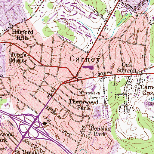 Topographic Map of Carney, MD
