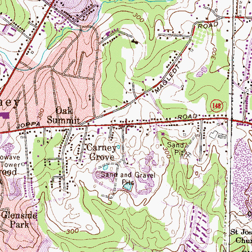 Topographic Map of Carney Grove, MD