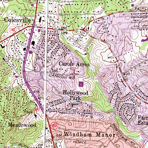 Topographic Map of Carole Acres, MD