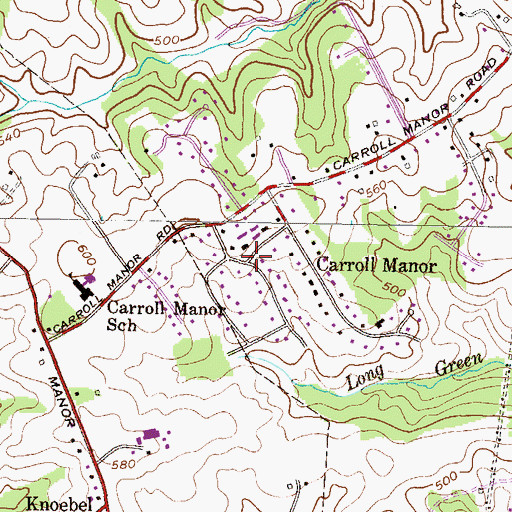 Topographic Map of Carroll Manor, MD