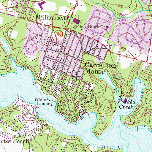 Topographic Map of Carrollton Manor, MD