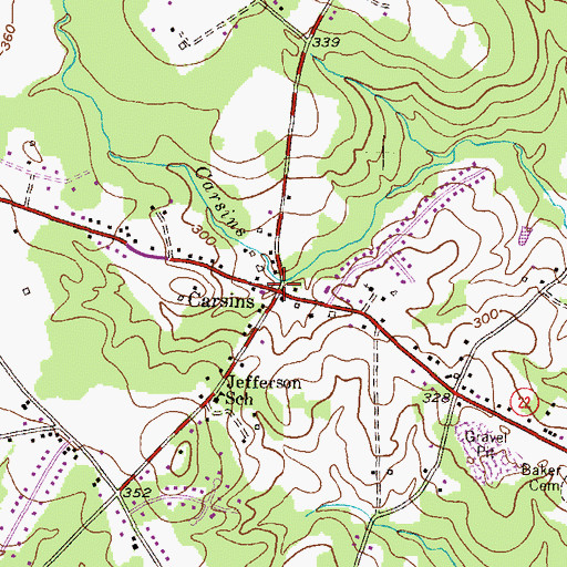 Topographic Map of Carsins, MD