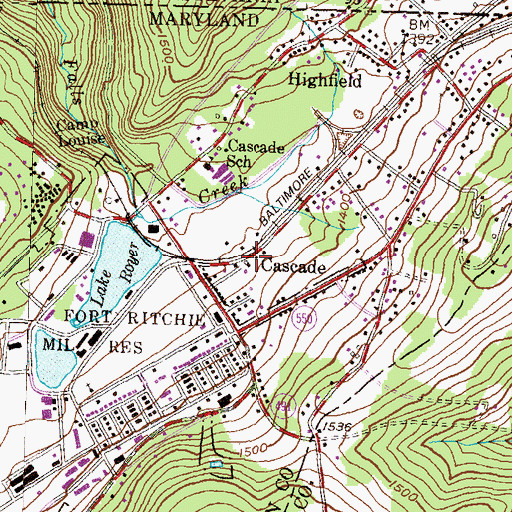 Topographic Map of Cascade, MD