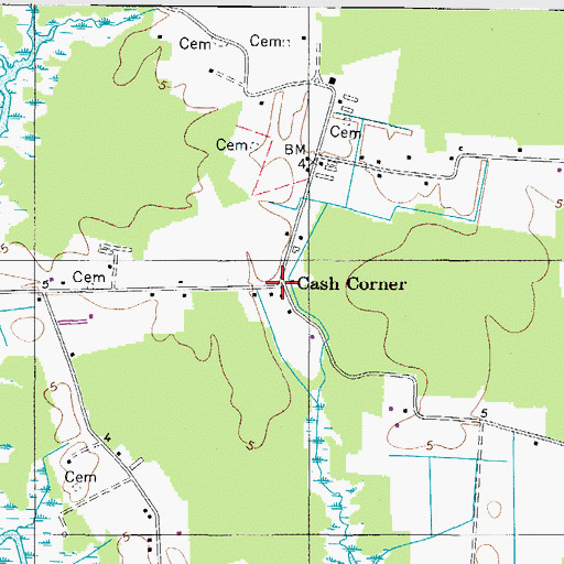 Topographic Map of Cash Corner, MD