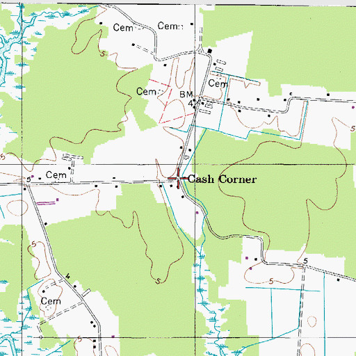 Topographic Map of Cash Corner, MD