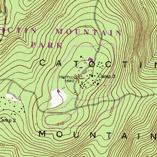 Topographic Map of Catoctin Mountain, MD