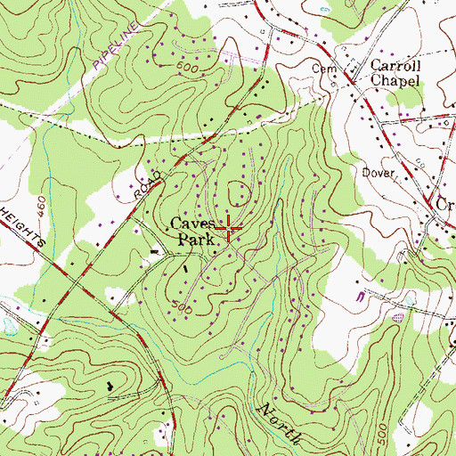 Topographic Map of Caves Park, MD