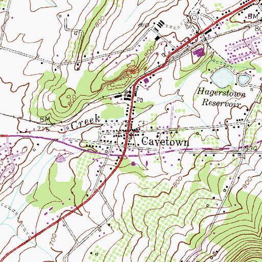 Topographic Map of Cavetown, MD