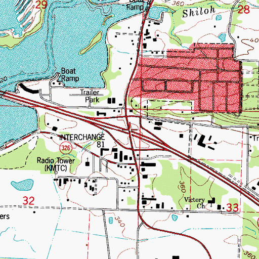 Topographic Map of Interchange 81, AR