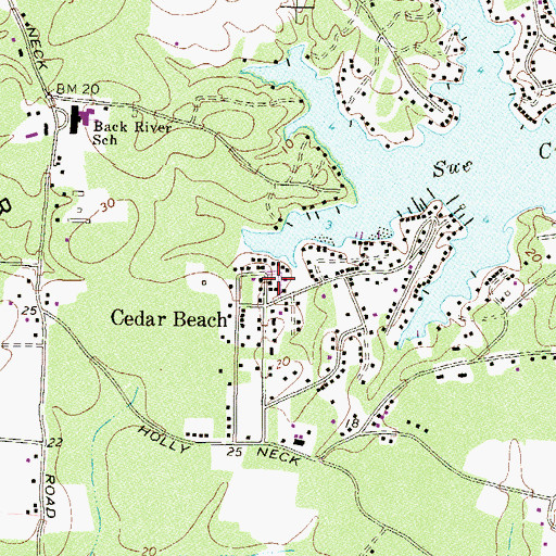 Topographic Map of Cedar Beach, MD