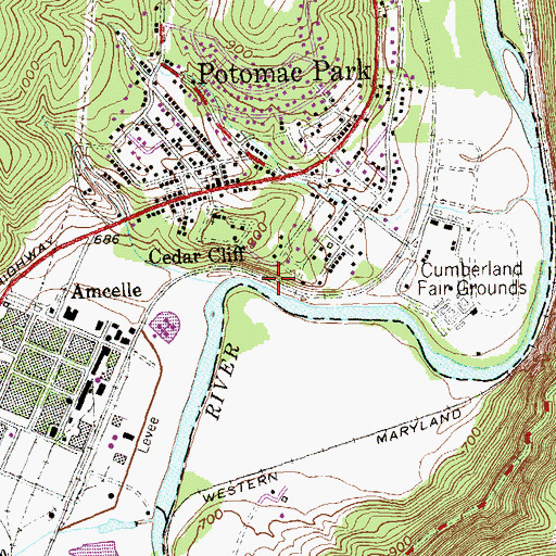 Topographic Map of Cedar Cliff, MD