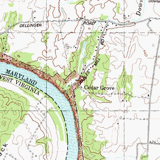 Topographic Map of Cedar Grove, MD