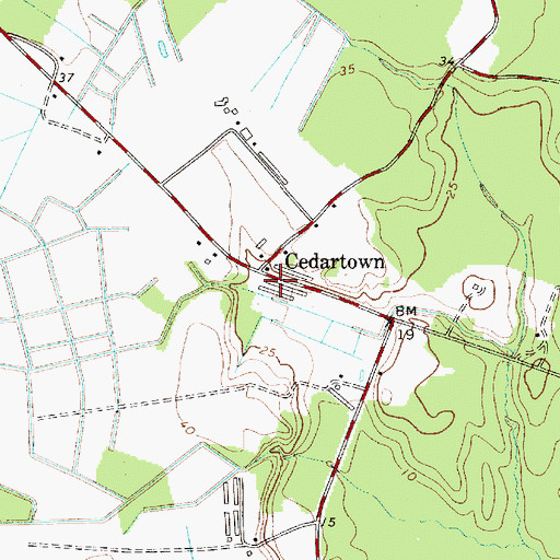 Topographic Map of Cedartown, MD