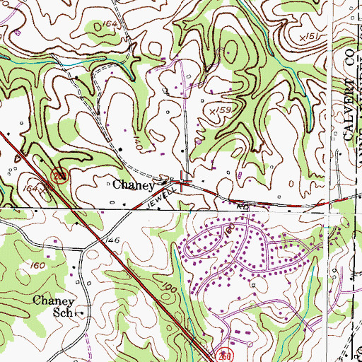 Topographic Map of Chaney, MD