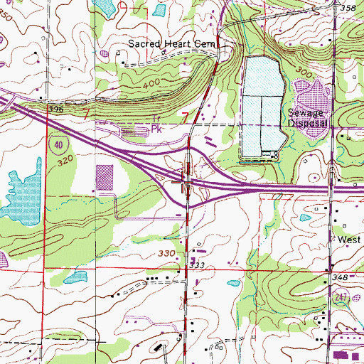 Topographic Map of Interchange 107, AR