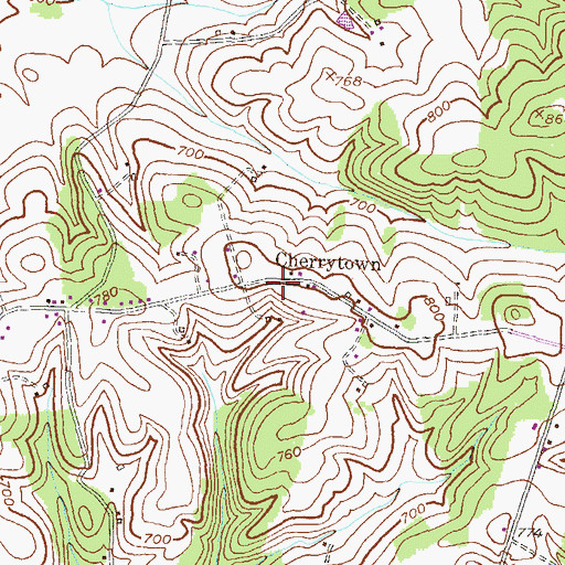 Topographic Map of Cherrytown, MD