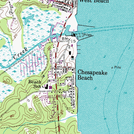 Topographic Map of Chesapeake Beach, MD
