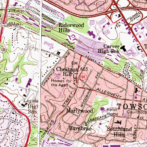 Topographic Map of Chestnut Hill, MD