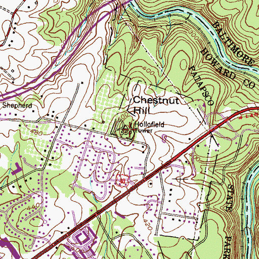Topographic Map of Chestnut Hill, MD