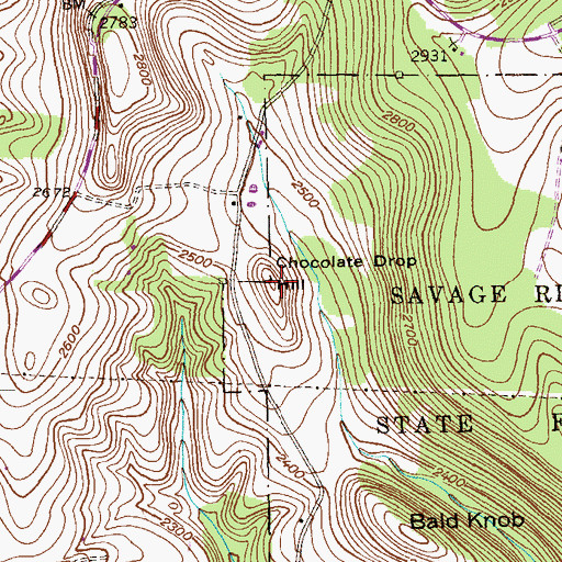 Topographic Map of Chocolate Drop Hill, MD