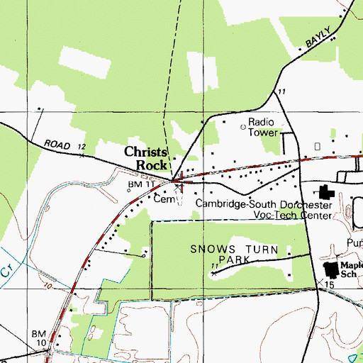 Topographic Map of Christs Rock, MD