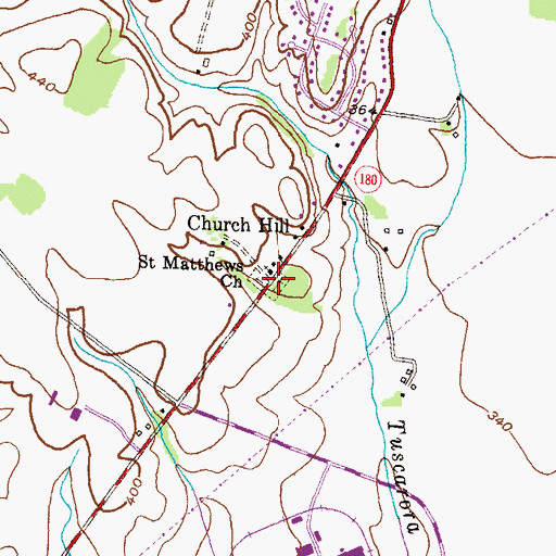 Topographic Map of Church Hill, MD