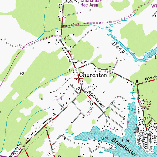 Topographic Map of Churchton, MD