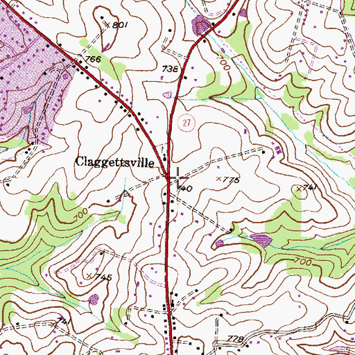 Topographic Map of Claggettsville, MD