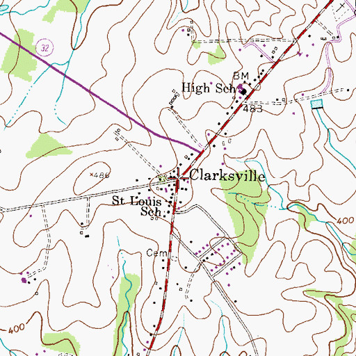 Topographic Map of Clarksville, MD