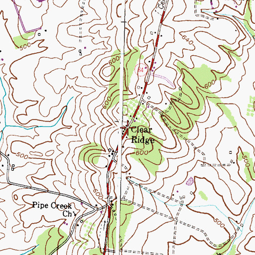 Topographic Map of Clear Ridge, MD