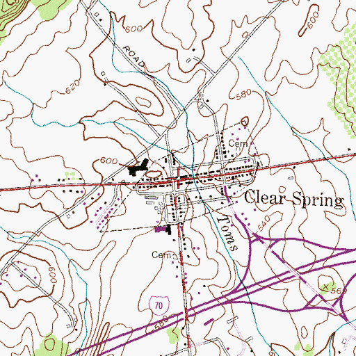 Topographic Map of Clear Spring, MD