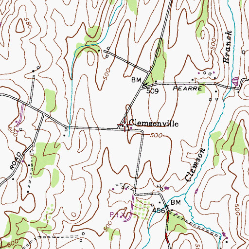 Topographic Map of Clemsonville, MD