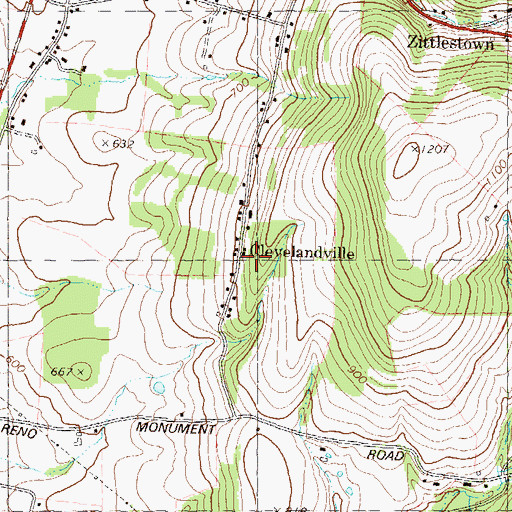 Topographic Map of Clevelandville, MD
