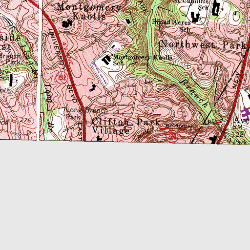 Topographic Map of Clifton Park Village, MD