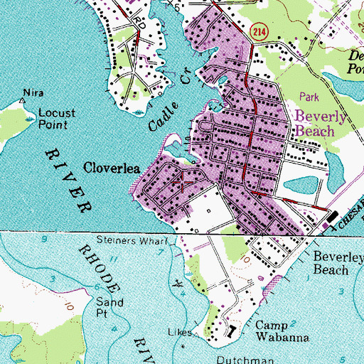 Topographic Map of Cloverlea, MD
